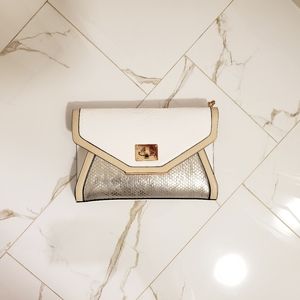 Cream and silver Clutch bag